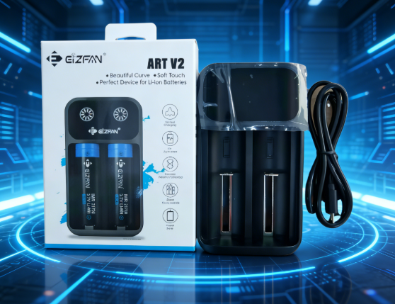 Efan V2 2-Slot Electric Smart Battery Charger QC4.0 Power Bank Function USB Interface for Li-ion Batteries 1 Year Outdoor