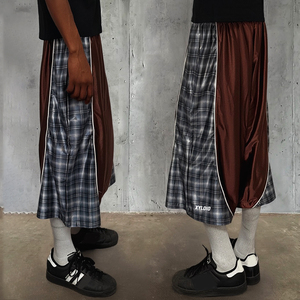 Custom High Quality 100% Polyester Plaid Loose Strip <b>3</b>/<b>4</b> <b>Shorts</b> Oversized Baggy Gym Sports Jersey Basketball Sweat <b>Shorts</b> Men - Product Image 2