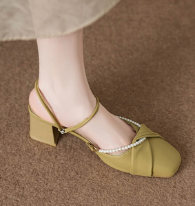 Nuovi Sandali Estivi da Donna <span class=keywords><strong>con</strong></span> Punta Quadrata e <span class=keywords><strong>Tacco</strong></span> Grosso, Design <span class=keywords><strong>con</strong></span> Perle e Arricciature, Indossabili in Due Modi, per Appuntamenti, Ufficio e Uso Quotidiano - Product Image 6