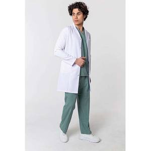 ชุดยูนิฟอร์มโรงพยาบาลผ้าสแปนเด็กซ์ชุดเสื้อโค้ทแลปทอลายทแยงสีขาวผลิตจากจีน - Product Image 3