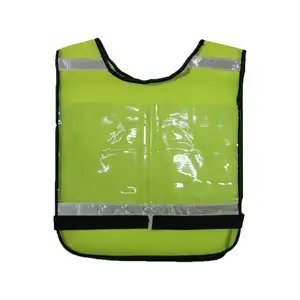 Brand New Transparent pocket strip reflective mesh yellow safety vest