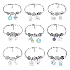 Joyería de Moda, Pulseras de Moda para Mujer, Novedad, Brazaletes de Acero Inoxidable Antideslustre con Dijes de Árbol, Coche y Corazón - Product Image 3