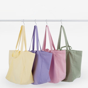 Custom Logo Black Natural White Various Color Cotton Tote Bag for Shopping Packaging Recycled Canvas Shoulder Bags