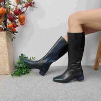 Manlunluo Nouveauté Automne En Stock Bottes Chevalier à Bout Pointu en Cuir de Vachette Pleine Fleur Couleur Unie à Haute Tige et Fermeture Éclair Latérale