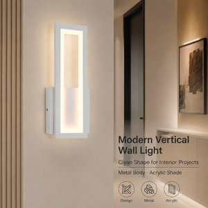 Applique murale LED moderne en acrylique pour intérieur, corps métallique, CCT sélectionnable, 15W, pour chambre, salon, couloir, projet hôtelier - Product Image 2
