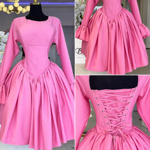 HK7922 Abiti Autunnali di Tendenza per Donne, Eleganti e Casual con Collo Tondo, <span class=keywords><strong>Maniche</strong></span> <span class=keywords><strong>Lunghe</strong></span>, Cinturino Posteriore, Linea ad A, <span class=keywords><strong>Vestito</strong></span> Carino per Feste di Compleanno - Product Image 6