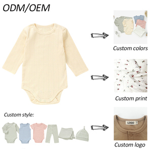 Pointelle Jakarlı Yazlık Nefes Alabilen Bebek Tulumları Ayarlanabilir Çıtçıtlı Kasık Yenidoğan Bebek Bodysi - Product Image 6