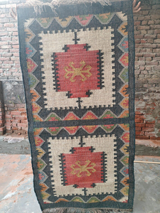 Southwestern Handmade Wool Jute Kilim <b>Runner</b> <b>Rug</b> Tribal Geometric Boho Carpet Rustic Farmhouse Floor Decor for <b>Hallway</b> Entryway - Product Image 5