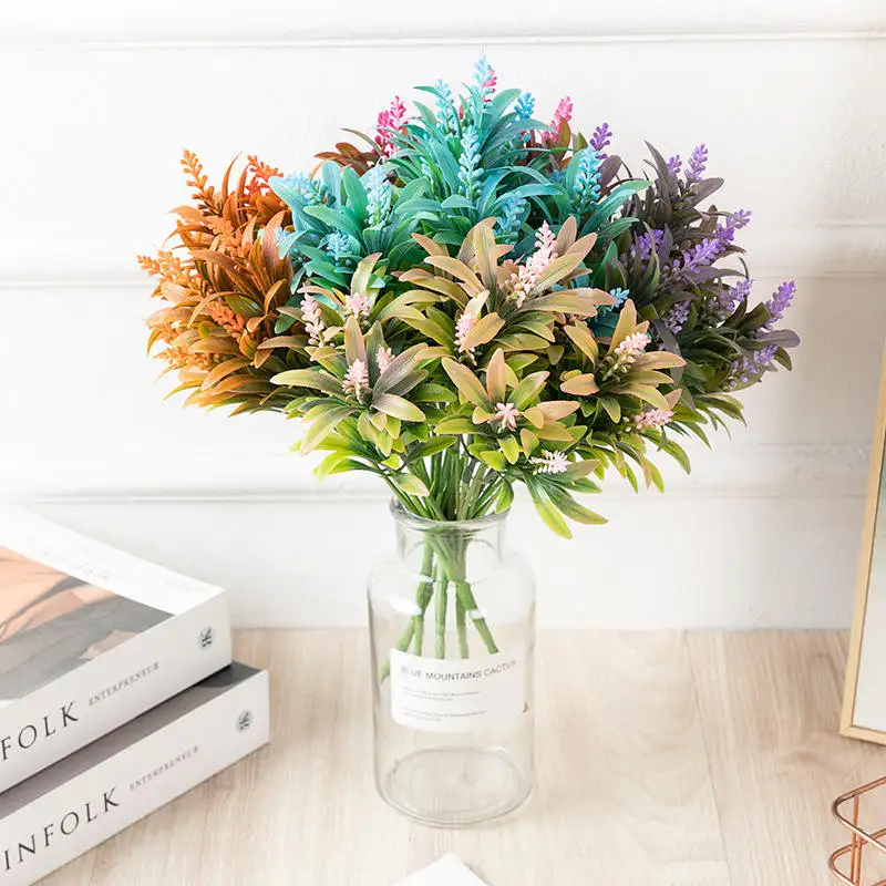 Wholesale Hot Sell Artificial Flocked Bundle Flowers Bouquet Plastic Plants Artificial Flower For Home Kitchen Office Decor