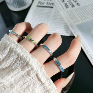 Fine Jewelry Irregular Band <b>Ring</b> Women Y2K Blue Oil Drop Minimalist Aquamarine Zircon Drop Glaze Personalized Open <b>Adjust</b> <b>Ring</b> - Product Image 3