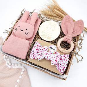 Kaiyue-Ensemble tricoté printemps-automne pour nouveau-né, bandeau avec jalon en bois, boîte cadeau pour filles et garçons - Product Image 1