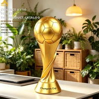 Coupe de Champion de Football en Résine Plaqué Or 2026, Style Coupe du Monde, Trophée de Football pour Tournoi, Souvenir Sportif, Cadeau