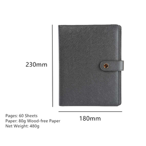 Carnet A5 en cuir PU tendance, carnet minimaliste à feuilles mobiles avec ferrures dorées et intérieur multi-poches - Product Image 6