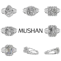 Bague en argent sterling 925 MUSHAN personnalisée avec moissanite couleur D VVS, accessoires de luxe nobles en argent sterling 925 et diamants