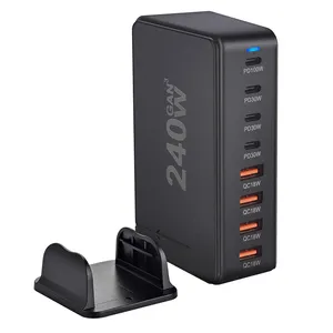 GaN 240W Supplier 8 Port USB Fast Desk Charger with Quick Charger Docking Station