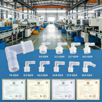 Raccord en L moulé par injection en plastique de 1/8 po à 3/4 po, filetage mâle x raccord cannelé pour tuyau, coudé, en PP, pour ligne d'eau, d'air ou de carburant