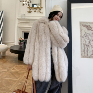 2023 nouveau Style mode femmes manteau de fourrure de renard réel Long moelleux manteau de fourrure hiver chaud véritable fourrure veste - Product Image 3