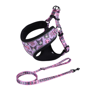 F8 New Trend Reflective Kuromi Printed <b>Dog</b> Traction Rope Chest Strap Large Medium-Sized Puppies Vest Harness Fashion Cartoon - Product Image 1
