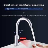 Robinet de cuisine intelligent à induction à col de cygne pour lavabo, entièrement automatique, infrarouge, rotation à 360°, pour lieux publics, à poser sur comptoir