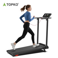 Tapis roulant domestique TOPKO avec grand écran, inclinaison réglable, surveillance de la fréquence cardiaque, absorption des chocs, Bluetooth, pliable