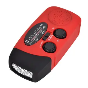 Radio portátil de manivela de mano Solar de emergencia, Radio Meteorológica NOAA para lámpara de lectura, Cargador USB de Banco de energía de 2000mAh y alarma SOS