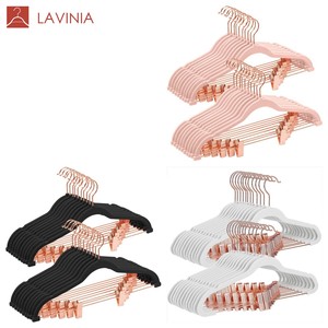 Lavinia <span class=keywords><strong>negozi</strong></span> di abbigliamento per la casa moderni grucce floccate grucce ultrasottili di alta qualità appendiabiti multifunzione in velluto - Product Image 1