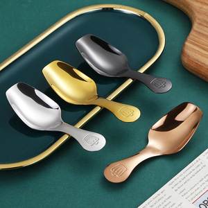 Cuillère à thé carrée en acier inoxydable 304, cuillère à dessert à manche court, cuillère à glace, ustensile créatif pour le thé à usage domestique - Product Image 2