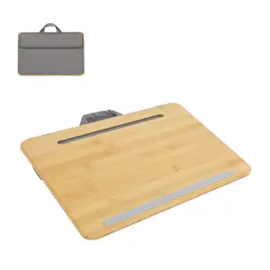 Table Portable en bois de bambou, genou ordinateur Portable bureau laptop plateau avec coussin support tablette téléphone