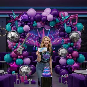 K-Pop Music with purple pink Teal <strong>Balloon</strong> Arch Kit &amp; Disco Explosion Foil <strong>Balloons</strong> for pop Movie Fans Party <strong>Prom</strong> Theme Decor - Product Image 5
