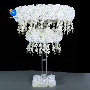 LFB1483 लोहे के फ्रेम फूल स्टैंड उच्च सोने मेज centerpiece सजावट शादी