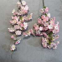 G-042901 Bouquet artificiel blanc et rose en soie, tiges de fleurs de cerisier, fausse branche de fleurs de sakura, fleur de cerisier artificielle