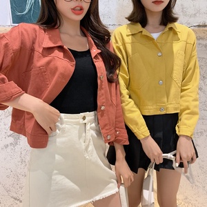 2023 New Woman Jean <strong>Jacket</strong> Denim Wholesale Custom Fall Women Point Collar Oversize <strong>Cropped</strong> Denim <strong>Jacket</strong> - Product Image 4
