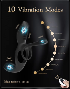 Anillo Vibrador de Silicona de Doble Anillo con Control Remoto, Recargable, Multifrecuencia, Juguete Sexual para Parejas, Resonancia, para Adultos - Product Image 2