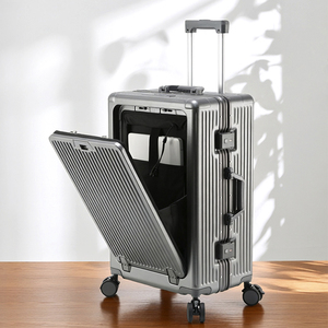 Valise en aluminium de luxe personnalisable à 4 roues avec verrou TSA Spinner PC avec ouverture à l'avant Valise Maletas solide USB durable Vente en gros - Product Image 1