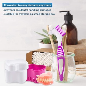 <b>Denture</b> Bath Case and Cleaner Brushes Retainer <b>Denture</b> <b>Box</b> <b>Dentures</b> Container with Basket Holder for Travel Retainer Cleaning - Product Image 3
