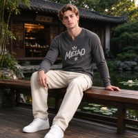 T-shirt côtelé ajusté à manches longues pour homme – Personnalisable, extensible, style streetwear – OEM ODM Marque Privée