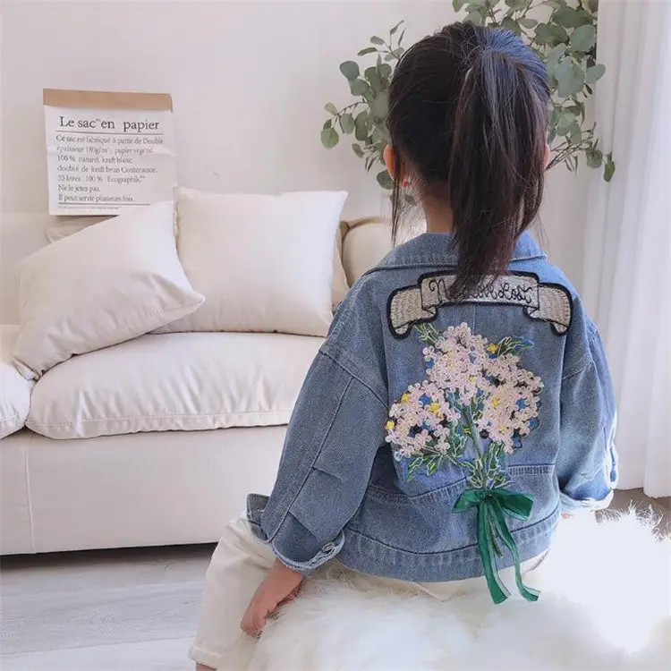 New Arrival Toddler Baby Regular Denim Coat Clothing Spring Autumn Personalized Western Style Embroidered Girls Jean Jacket