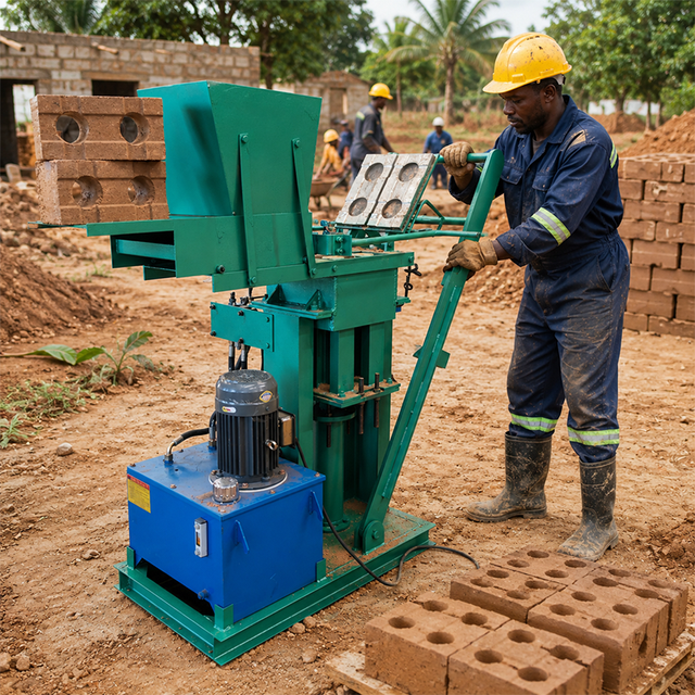 Durable Popular Hydraulic Interlocking Block Brick Machine Clay Press Bricks Automatic Engine Pump Energy Saving Low Investment