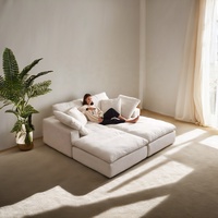 Ensemble de canapé d'angle modulaire de style Wabi-Sabi avec lit pivotant et housse en tissu pour usage hôtelier