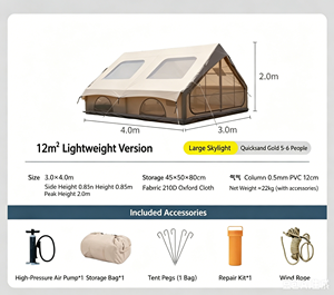Carpa Inflable Tipo A <span class=keywords><strong>de</strong></span> 12 Metros Cuadrados para Todas las Estaciones con 2 Ventanas en el Techo para <span class=keywords><strong>6</strong></span> Personas, Glamping Familiar - Product Image 4