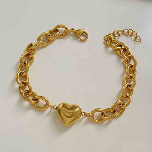 Collar/Pulsera de Acero Inoxidable Chapado en Oro Real de 14K, Nueva Tendencia de Instagram, Joyería con Dije de Corazón - Product Image 6