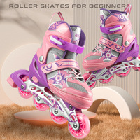 Ensemble de patins à roulettes en ligne ajustables et lumineux pour enfants, avec roues en PU et tissu en maille, pour filles et garçons, fourni par l'usine