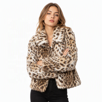 Veste Courte Zeyu Tendance pour Femme en Fausse Fourrure Peluche Motif Léopard Col Montant Coupe Ample Imprimé Animal pour Soirée et Hiver