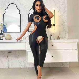 Sexy Damen Dessous Mode Lackleder Lange Hosen Cut-Out Pole Dance Jumpsuits Europa und Amerika Großhandel Leder Sexy Dessous - Product Image 4