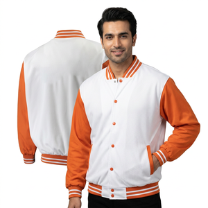 Professional Manufacturer's New Hip Hop Patchwork Varsity Jackets for <b>Men</b> Stand Collar with Coated Processing - Product Image 1