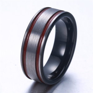 Chất lượng cao tham gia đồng bằng mái vòm vonfram vòng Inlay nhựa màu đỏ trang trí mỏng dòng dải - Product Image 1