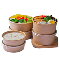 Tasse d'emballage de nouilles bol de soupe chaude de restauration rapide en papier avec couvercle en plastique nouveau design grand bol en papier jetable