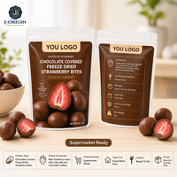 Chocolade bedekte gevriesdroogde aardbeienballetjes fruitsnack kant-en-klaar 22g retailverpakking OEM private label bulk levering