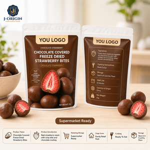 Bocaditos <span class=keywords><strong>de</strong></span> Fresa Liofilizada Cubiertos <span class=keywords><strong>de</strong></span> Chocolate, Snack <span class=keywords><strong>de</strong></span> Fruta Listo para <span class=keywords><strong>Comer</strong></span>, 22g, Paquete Minorista, OEM, Marca Privada, Suministro a Granel - Product Image 2