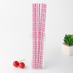 Valentine của ngày rơm, trái tim màu hồng trang trí nhựa tái sử dụng uống ống hút, nhựa cứng in rơm cho Đảng - Product Image 6